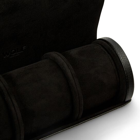 WOLF British Racing Black 3 Piece Watch Roll Close Up image number 5